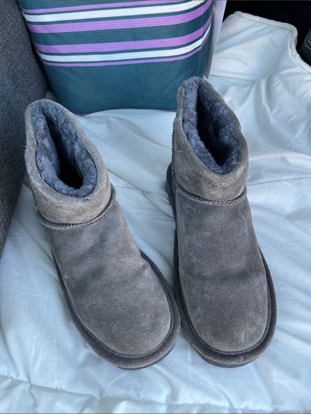 Bear Paw Women’s Gray Suede Shearling Winter Boots